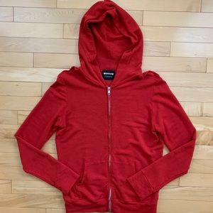 Monrow Super Soft Zip-Up Hoody in Red